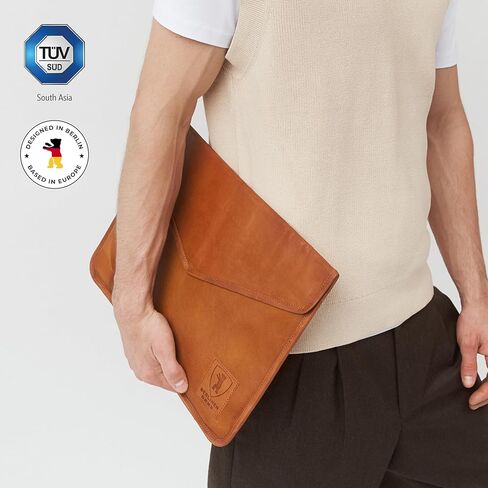 حقيبة كمبيوتر محمول من الجلد الطبيعي العتيق من BERLINER BAGS، وحافظات الكمبيوتر، وغطاء الكمبيوتر المحمول - بني (15.6 بوصة) in Saudi Arabia