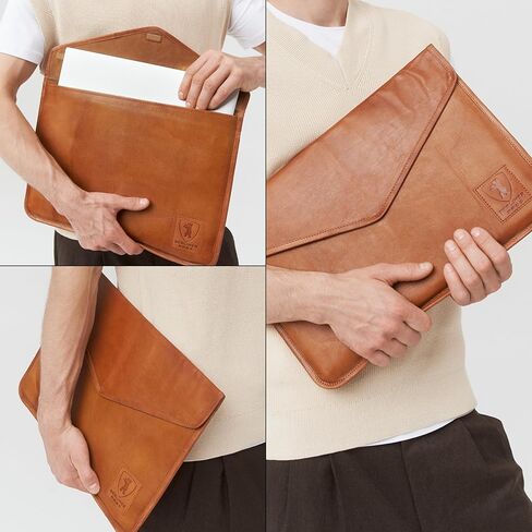 حقيبة كمبيوتر محمول من الجلد الطبيعي العتيق من BERLINER BAGS، وحافظات الكمبيوتر، وغطاء الكمبيوتر المحمول - بني (15.6 بوصة) in Saudi Arabia