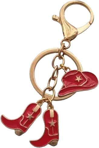 EVKILKJS Western Keychain for Women Cowboy Hat Cowgirl Boots Key Ring Western Charm Cowgirl Bag Accessories for Women Creative Fashion Jewelry in Kuwait