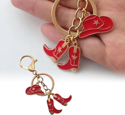 EVKILKJS Western Keychain for Women Cowboy Hat Cowgirl Boots Key Ring Western Charm Cowgirl Bag Accessories for Women Creative Fashion Jewelry in Kuwait