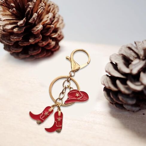 EVKILKJS Western Keychain for Women Cowboy Hat Cowgirl Boots Key Ring Western Charm Cowgirl Bag Accessories for Women Creative Fashion Jewelry in Kuwait