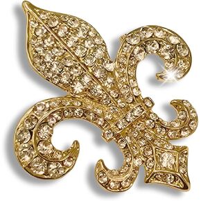 Fleur-de-lis Pin Brooch Gold Tone Crystals for Her Women Mom in Kuwait