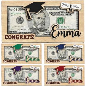 Personalized Wooden Graduation Money Holder, Graduation Gift for Class of 2026, Custom Money Holder for College, Senior, and University Graduates, Unique Idea | 2 in Kuwait