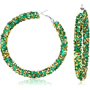 بريق هوب الأقراط للنساء التألق حجر الراين الترتر كبير هوب تتدلى الأقراط ملفوفة الأطواق الكبيرة Huggie لامعة بوهو MardiGras حفلة موسيقية تتسابق مجوهرات اكسسوارات in Kuwait