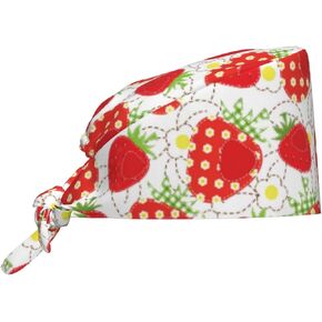 الفراولة طباعة قبعة العمل تنفس للجنسين ضمادة مرنة التعادل الخلفي القبعات فرك التمريض طبيب جراح كاب in Kuwait