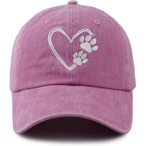 Dog Paw Print with Love Heart Hat for Women Men, Adjustable Embroidered Cotton Dog Lovers Baseball Cap in Saudi Arabia