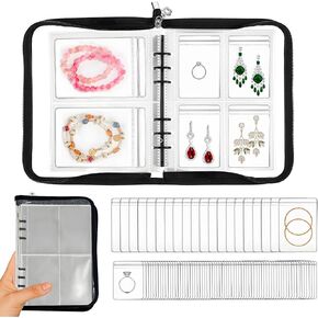 Transparent Jewelry Storage Book - Portable PVC Jewellery Book Organizer Large Capacity with Zipper, Binder and 80 Pcs Ziplock Bags, Ideal for Women Travel in Kuwait