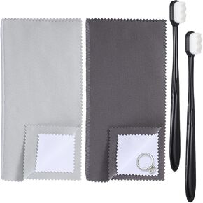 Jewelry Cleaning Cloth Silver Polishing Cloth Jewelry Silver Cleaning Kit with Ultra-Soft Brushes Polish Cloths Polishing for Clean Gold Diamonds Platinum Gemstones Coins Silverware 4pcs in Kuwait