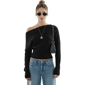 Women Off The Shoulder Sweater Y2K Cropped Sweaters Cute Tight Banded Waist Going Out Top Trendy Tops 2025 Fall in Kuwait