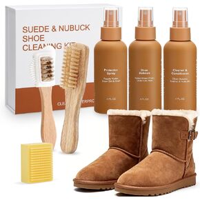 Shoe Cleaner Kit for Suede Boots, Includes Cleaner and Waterproof Protector Spray, Suede Brush, Eraser, Ideal for Cleaning Kit Nubuck, Sheepskin and Fabric Footwear Care in Saudi Arabia