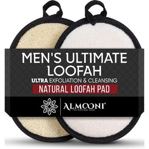 Sturdy Natural Loofah for Men, The Ultimate Men's Loofah Body Scrubber Made with Natural Egyptian Shower luffa Sponge, Bath Shower Sponge lufas for Men - 2 Count (1 Pack) - Gray in Kuwait