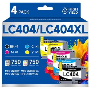 خراطيش حبر LC404 MFC-J1205W لخرطوشة حبر Brother LC-404 LC404XL 404XL XL متوافقة مع طابعة Brother MFC-J1205W MFC-J1215W MFC J1205W XL ذات إنتاجية عالية (4 عبوات، أسود سماوي أرجواني أصفر) in Kuwait