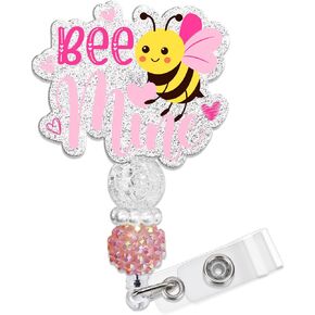 Nurse Badge Reel Retractable Holder Cute ID Badge Holder with Alligator Clip Beads, Office Card Reels Nursing Gifts (RN Badge Reel) in Saudi Arabia