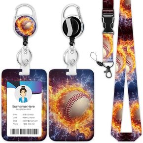 Baseball Badge Holder Reel Lanyard, Ball ID Card Badge Holder Retractable Name Tag Clips for Doctor Nurse Teacher Office Student in Kuwait