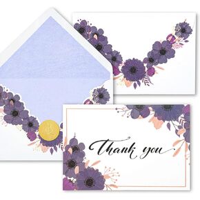 AZAZA الأزهار بطاقات الشكر مع المغلفات 24 PK، بطاقات الزفاف تصميم الأزهار الفريدة، 4x6 زهرة برية شكرا لك ملاحظات لاستحمام الطفل، دش الزفاف، التعاطف (فراشة كرافت) in Kuwait