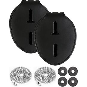 عبوتان من حامل شارة الشرطة، حامل شارة إنفاذ القانون من جلد البقر مع مشبك حزام معدني وسلسلة خرز من الفولاذ المقاوم للصدأ، أسود in Kuwait