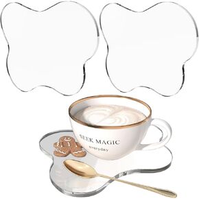 قطعتان من قواعد الأكواب المصنوعة من الأكريليك، قاعدة أكواب لطيفة لطاولة القهوة، قاعدة مقاومة للحرارة لسطح المكتب، قاعدة شفافة لمكتب المكتب المنزلي، ملحق لحماية سطح المكتب، على شكل سحابة in Kuwait