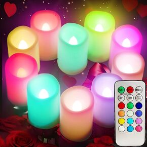 Multi Color Changing Votive Flameless Candles with Remote and Timer - Battery Operated Led Tea Light Candles，Set of 10 Colored Flickering Candles for Birthday, Wedding, Anniversary Easter Party Décor. in Kuwait