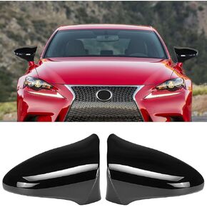 2Pcs Side Mirror Caps Compatible with Lexus IS GS CT LS ES RC F-Sport 2013-2020, Door Rearview Mirror Cover Trims Exterior Decoration Accessories (Glossy Black) in Kuwait
