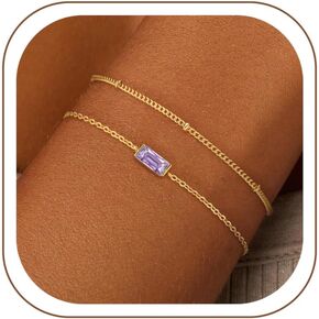 ZOERAY Birthstone Gold Bracelets for Women Non Tarnish Cute 14K Gold Plated Stackable Bracelets for Women Trendy Dainty Emerald Layered Bracelet Jewelry Bridesmaid Friendship Birthday Gifts for Her in Kuwait