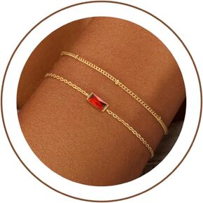 ZOERAY جوهرة الميلاد أساور الذهب للنساء غير تشويه لطيف 14K مطلية بالذهب أساور قابلة للتكديس للنساء العصرية لذيذ الزمرد الطبقات سوار مجوهرات وصيفة الشرف الصداقة هدايا عيد ميلاد لها in Kuwait