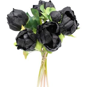 باقة زهور الفاوانيا ذات اللمس الحقيقي من Angel Isabella - 6 أزهار و2 براعم من البولي يوريثان، زهور صناعية ذات ملمس واقعي للديكور والزفاف والحرف اليدوية (أبيض) in Kuwait