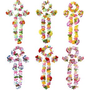 8 PCS Hawaiian Leis Garland for Luau Party Colorful Silk Tropical Flower Necklace Bulk Lais Hawaii Dresses Summer Pool Beach Birthday Holiday Graduation Party Decorations Favors Supplies Props in Kuwait