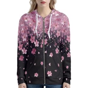 POLERO Oil Painting Women's Sweatshirts Hoodie Jackets with Pocket Zip Up Long Sleeve Animal Floral Outfits in Kuwait