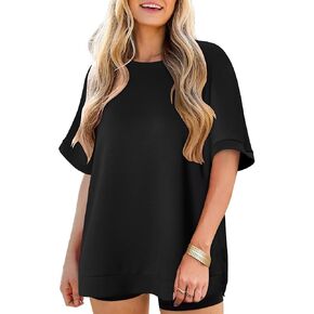 StunShow Womens Summer Shirts Casual Batwing Half Sleeve T-Shirts Solid Color Flowy Tops Loose Fit Cute Basic in Kuwait