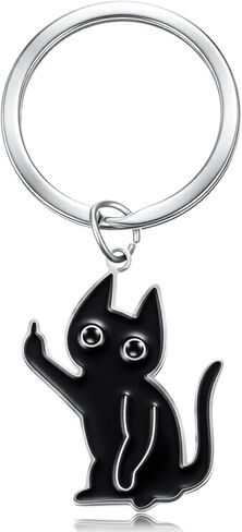 Cat Keychain – Cute Black Keychains for Women Men, Stainless Steel Funny Cat Keyring, Gift for Cats Lovers Friendship Accessories in Saudi Arabia