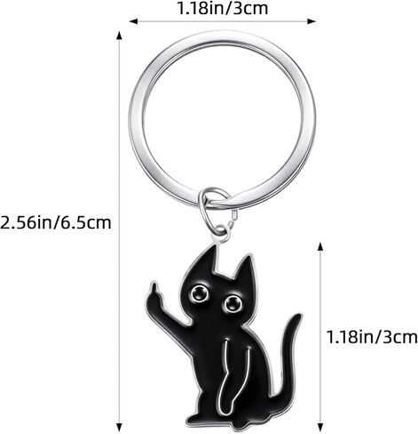 Cat Keychain – Cute Black Keychains for Women Men, Stainless Steel Funny Cat Keyring, Gift for Cats Lovers Friendship Accessories in Saudi Arabia