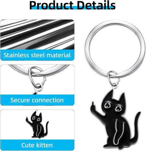 Cat Keychain – Cute Black Keychains for Women Men, Stainless Steel Funny Cat Keyring, Gift for Cats Lovers Friendship Accessories in Saudi Arabia
