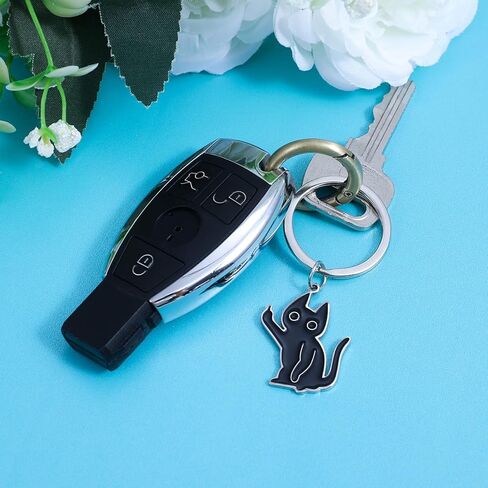 Cat Keychain – Cute Black Keychains for Women Men, Stainless Steel Funny Cat Keyring, Gift for Cats Lovers Friendship Accessories in Saudi Arabia