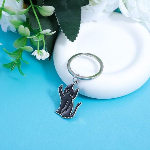 Cat Keychain – Cute Black Keychains for Women Men, Stainless Steel Funny Cat Keyring, Gift for Cats Lovers Friendship Accessories in Saudi Arabia