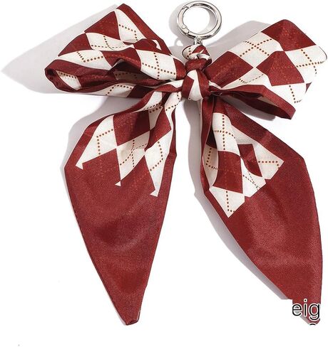 Boho Printed Scarf Bow Keychain, Fashionable Fabric Ribbon Key Ring, Cute Bag Charm Accessory for Women in Saudi Arabia