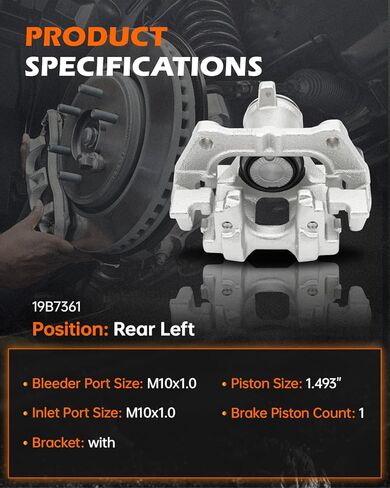GAHA 19B7361 Rear Left Brake Caliper Assembly w/Bracket for Honda Civic 2016 2017 2018 2019 2020, for Honda Insight 2019 2020 2021 2022 in Saudi Arabia