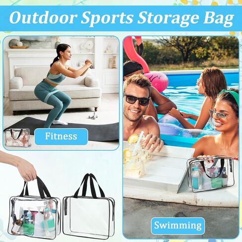 10 Pack Large Clear Makeup Bags with Zipper Handle, 12x9x4 Inch PVC Toiletry Travel Bag Waterproof Cosmetic Tote Pouch Transparent Storage Organizer for Women Men in Saudi Arabia