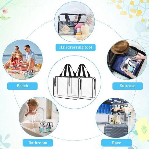 10 Pack Large Clear Makeup Bags with Zipper Handle, 12x9x4 Inch PVC Toiletry Travel Bag Waterproof Cosmetic Tote Pouch Transparent Storage Organizer for Women Men in Saudi Arabia