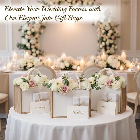 4 Set Burlap Tote Bag, Jute Tote Bag with Canvas Makeup Pouch Burlap Gift Bags with Handles Reusable DIY Craft Blank Gift Bages Blank Canvas Grocery Bags for Bridesmaid, Shopping, Pool, Wedding in Kuwait