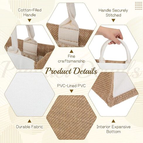 4 Set Burlap Tote Bag, Jute Tote Bag with Canvas Makeup Pouch Burlap Gift Bags with Handles Reusable DIY Craft Blank Gift Bages Blank Canvas Grocery Bags for Bridesmaid, Shopping, Pool, Wedding in Kuwait