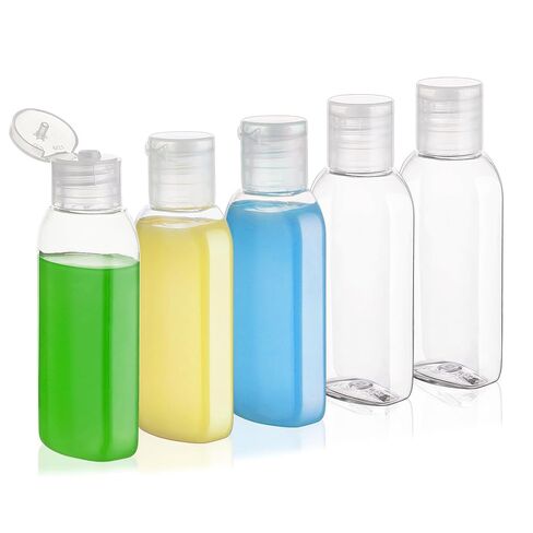 زجاجات السفر لمستلزمات النظافة 5 عبوات بحجم 2 أونصة معتمدة من إدارة أمن المواصلات الأمريكية، حاويات بحجم مناسب للسفر، زجاجات شامبو وبلسم مانعة للتسرب، زجاجة ضغط بلاستيكية قابلة لإعادة الملء (شفافة) in Kuwait