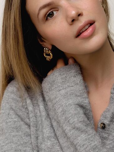 Gold Loop Statement Earrings for Women – Bold Hoop-Inspired Dangle Earrings, Lightweight Modern Gold Jewelry for Everyday & Special Occasions in Kuwait