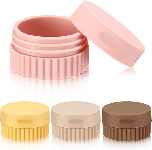 Maxcheck 4 Pcs Travel Containers for Toiletries 0.68 Oz/20 ml Small Silicone Cream Jar with Lid Mini Leakproof Lotion Jar Refillable Travel Cosmetic Container for Face Body Skin Cream (Green Color) in Saudi Arabia
