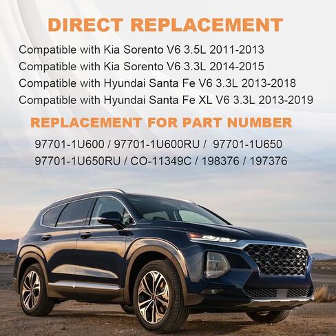 ضاغط مكيف هواء JDMON مع قابض متوافق مع Kia Sorento 3.3L 2014-2015، Sorento 3.5L 2011-2013 متوافق مع Hyundai Santa Fe 3.3L 2013-2018، استبدل 97701-1U600 97701-1U650 in Saudi Arabia