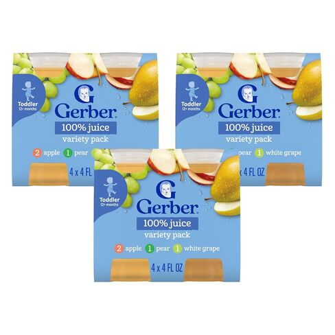 Gerber Juice Fruit 2 Apple, 1 Pear, 1 White Grape Juices from Concentrate Variety (Pack of 8) in Kuwait