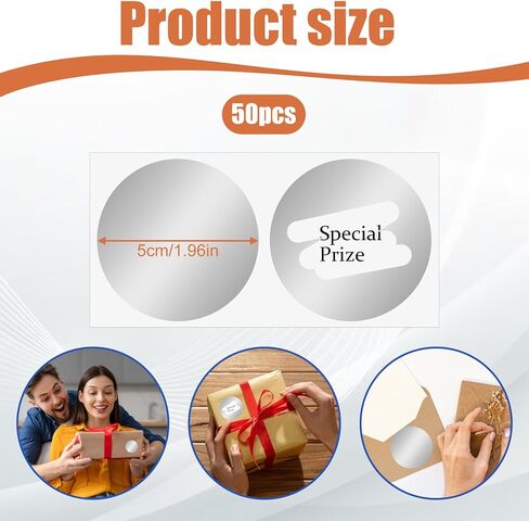 50 PCS Scratch Off Stickers 2 Inch Round Scratch Off Stickers for DIY Scratches Offing Labels, Reward Card, Party Games, Business Promotions (Silver) in Kuwait