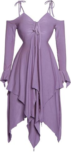 Renaissance Fairy Dress Womens Gothic Witch Dress Off-Shoulder Tiered Dress in Kuwait