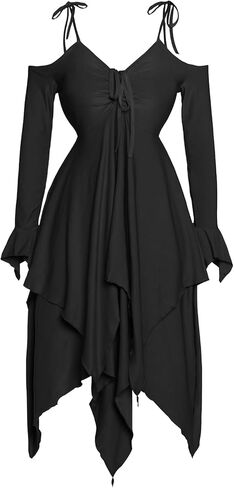 Renaissance Fairy Dress Womens Gothic Witch Dress Off-Shoulder Tiered Dress in Saudi Arabia