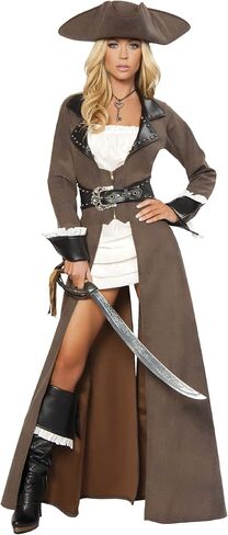 Roma Costume womens Deluxe 4pc Pirate Captain - as Shown in Kuwait