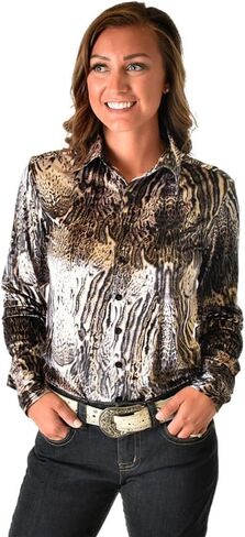 قميص Cowgirl Tuff Western للسيدات مقاس L/S مخملي XS متعدد الألوان 100737 in Kuwait
